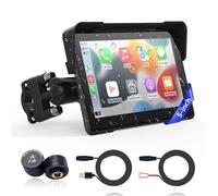 Wireless Motorcycle Apple Carplay,5 Inch Portable Motor GPS Navigation with Apple Carplay & Android Auto,Siri & Google Assistant, Anti-Glare/Bluetooth 5.2/ Voice Control/ IP69K Waterproof Touchscreen