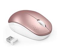 Wireless Mouse, 2.4G Noiseless Mouse with USB Receiver - seenda Portable Computer Mice for PC, Tablet, Laptop, Notebook - Rose Gold&White