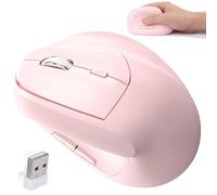 Wireless Mouse Bluetooth Ergonomic Vertical Rechargeable Silent Portable Cordless Dual Mode High Precision Optical Mice with 7 Buttons USB Receiver for PC/Laptop/Tablet/MacBook,Reduce Wrist Pain（Pink)