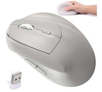 Wireless Mouse Bluetooth Ergonomic Vertical Rechargeable Silent Portable Cordless Dual Mode High Precision Optical Mice with 7 Buttons USB Receiver for PC/Laptop/Tablet/MacBook,Reduce Wrist Pain（Grey）