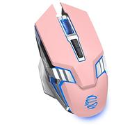 Wireless Mouse Bluetooth, Silent Rechargeable Multi-Device Mouse, BT5.0/3.0 and USB Cordless Computer Mouse, RGB Light up Gaming Mouse for Laptop PC Mac Macbook Air/Pro iPad Tablet Office Games -Pink