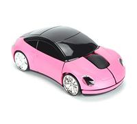 Wireless Mouse Car Shape Ergonomic Optical Cordless Mouse with USB Receiver for Office Laptops - Pink