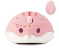Wireless Mouse,Cute Hamster Shape ,1200DPI with USB Unified Receiver,Silent Portable Cordless Optical Mouse, Suitable for Travel School Office PC Computer Laptop, Gift for Kids and Girls (Pink)