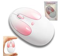 Wireless Mouse Cute Rabbit Bunny Shape Bluetooth Dual Mode Silent Portable Rechargeable Lightweight Small Optical Travel Novel Unique Cordless Mouse for Computer Laptop Tablet Girls Kids Women Gift