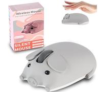 Wireless Mouse Dual Mode Bluetooth 5.1/2.4G USB Lovely Cute Animal Pig Shaped Mice 1200DPI Portable Cordless Mute Ergonomic Mouse for Laptop PC iPad Windows/iOS/Android Children Kids Gift (Grey)