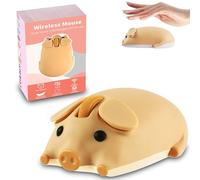 Wireless Mouse Dual Mode Bluetooth 5.1/2.4G USB Lovely Cute Animal Pig Shaped Mice 1200DPI Portable Cordless Mute Ergonomic Mouse for Laptop PC iPad Windows/iOS/Android Children Kids Gift (Yellow)