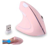 Wireless Mouse Ergonomic Vertical Pink Left handed Mice,High Precision Portable Silent USB Cordless Optical Mice for PC Laptop Computer Macbook Girls Women Mother Gift, 6 Buttons,Reduce Wrist Pain