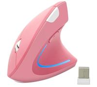 Wireless Mouse, Ergonomic, Vertical, Silent for Right-Handed Users, High Precision Optical Mouse for PC/Laptop/MacBook, with USB Receiver, 6 Buttons, 800/1200/1600 DPI, Relieves Wrist Pain (Pink)