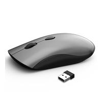 Wireless Mouse for Chromebook, Laptop, PC, Macbook, Slim Portable Optical Computer Mouse with USB Mini Receiver, Quiet Click, 2400 DPI, 2.4GHz Cordless Silent Travel Mobile mice -Space Gray & Black