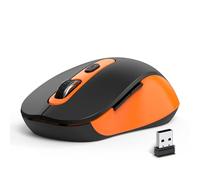 Wireless Mouse for Laptop, PC, Chromebook, Mac, MacBook, Silent Mouse with USB Nano Receiver, Side Button, 2400 DPI, Anti Slip Roller, 6 Button Ergonomics Cordless Computer Mice - Black Orange