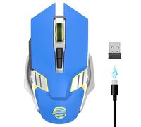 Wireless Mouse for Laptop, PC, Chromebook, Mac, MacBook, Silent Wireless Mouse with USB Nano Receiver, Side Button, 2400 DPI, Anti Slip Roller, 6 Button Ergonomics Cordless Computer game Mice - Blue