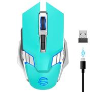 Wireless Mouse for Laptop, PC, Chromebook, Mac, MacBook, Silent Wireless Mouse with USB Nano Receiver, Side Button, 2400 DPI, Anti Slip Roller, 6 Button Ergonomics Cordless Computer game Mice - Green