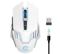 Wireless Mouse for Laptop, PC, Chromebook, Mac, MacBook, Silent Wireless Mouse with USB Nano Receiver, Side Button, 2400 DPI, Anti Slip Roller, 6 Button Ergonomics Cordless Computer game Mice - White