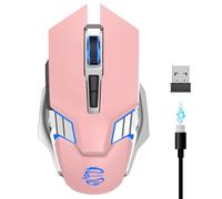 Wireless Mouse for Laptop, PC, Chromebook, Mac, MacBook, Silent Wireless Mouse with USB Nano Receiver, Side Button, 2400 DPI, Anti Slip Roller, 6 Button Ergonomics Cordless Computer game Mice - Pink