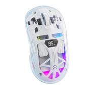 Wireless Mouse for Laptop, Transparent RGB Mechanical Dual Mode Bluetooth Mouse, Digital Display, Silent Mice, 6 Buttons, Rechargeable for Notebook, PC, Office Home Work (White)