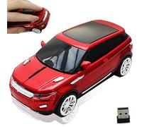 Wireless Mouse in Car Shape, Optical Ergonomic Quiet Portable Wireless USB Mouse for Boys Men Women Students Gift with USB Receiver for Computer Laptop MacBook PC with 3 Buttons (Red)