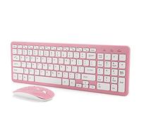 Wireless mouse keyboard set, wireless mouse keyboard set, mouse and keyboard set, 3 gang, micro USB receiver, plug and play, suitable for office workers and game lovers(pink) Double the comfort