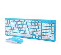 Wireless mouse keyboard set, wireless mouse keyboard set, mouse and keyboard set, 3 gang, micro USB receiver, plug and play, suitable for office workers and game lovers(blue) Double the comfort