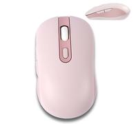 Wireless Mouse, Quiet Cordless Bluetooth Tri-Mode Mouse with 6 Buttons, Portable Rechargeable Mice, Ergonomic Design, 800-1200-1600 DPI for iPad, PC, Computer, Notebook, Laptop (Pink)