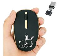 Wireless Mouse Type C+USB A Dual Interface Cute Silent Portable Lightweight Wireless Optical Mouse, Plug & Play, 3 Buttons, for Smartphone/Tablet/Laptop/PC/Computer, Kids Girls Men Women Gift(Black)