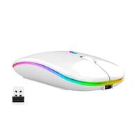 Wireless Mouse, Wireless Led Rechargeable Mouse for Laptop Notebook, PC, Computer, Desktop, Gaming, MacBook, Slim Optical Mouse 1600 Adjustable DPI, 2.4Ghz Silent Mouse (White)