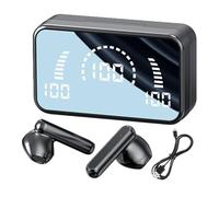 Wireless Noise Cancelling Earphones - Gym Workout Headphones | Display, Hi-Fi Sound Wireless 5.2 In Ear Earphones with Mirror Effect Charging Case