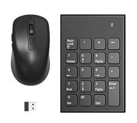 Wireless Number Pad and Mouse, Ultra Slim 2.4 GHz 19 Keys Numeric Keypad with 3 Adjustable DPI, Portable Silent Financial Accounting Number Keyboard Extensions for Laptop, PC, Desktop, Notebook
