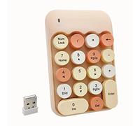 Wireless Number Pad, Ergonomic Cute Colorful Retro Mini Portable Numeric Keypad, Seaciyan 2.4G Cordless External Keyboard for Computer, Laptop (Milk Tea)