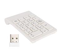 Wireless Number Pads, Ergonomic Numeric Keypad Numpad 18 Keys Portable 2.4 GHz USB Financial Accounting Number Keyboard, for Laptop PC Desktop (White)