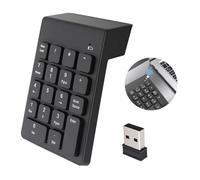 Wireless Numeric Keypad 2.4G Portable Ergonomic Number Pad with USB Receiver 18 Key Number Pads for Laptop Notebook Desktop PC Tablet Computer Finance Office Calculating Black (Battery Not Included)