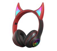 Wireless Over-Ear Headphones - Devil Cat Ear Student Wireless Headphones | Lightweight Over-Ear Headset, Game Ear Cups With Colorful Breathing Lights For Laptop Computer