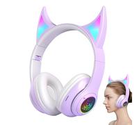 Wireless Over-Ear Headphones | Devil Cat Ear Student Wireless Headphones,Lightweight, Sports With Colorful Breathing Lights For Playing Games