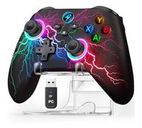 Wireless PC Controller, Bluetooth Game Controller with USB Receiver & RGB,1000Hz Polling Rate,1000mAh Battery Controller for PC, Switch 1/2, iOS & Android with Adjustable Turbo/Vibration/Programmable