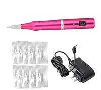 Wireless Permanent Makeup Pen Miroblading Eyebrow Digital Display Tattoo Pen Rotary Rechargeable PMU Machine 10PCS Needles for Eyebrows, Eyeliners, Lips and Small Tattoo (Rose Red) AP657R