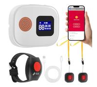 Wireless Personal Alarm for Elderly with Fall Detection & App Alerts, SOS Emergency Call Button Pendant, WiFi Caregiver Pager System for Home Use - Includes 1 Receiver, 1 Call Button, 1 Wrist Strap