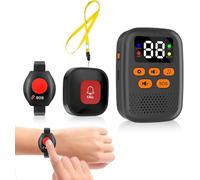 Wireless Personal Alarms for Elderly Call Button for Elderly Wrist Alarm Panic Button Portable Caregiver Pager for Seniors Patients Bracelet Button & Digital Display Receiver