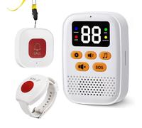 Wireless Personal Alarms for Elderly Panic Button, Rechargeable Caregiver Pager Call Button, Portable Nurse Alert System for Seniors Patients Disabled, Bracelet Button & Digital Display Receiver