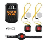 Wireless Personal Alarms for Elderly, Rechargeable Personal Alarms with Wrist Alarm, 2 Panic Button Call Bell, Portable Caregiver Pager for Home Disabled Patient Seniors