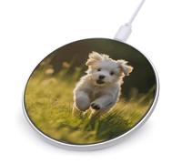 Wireless Phone Charger 10W Charging Pad,Puppy Crossing The Grassprinted for Mobile Phones with Wireless Charging Function