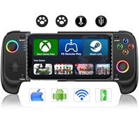 Wireless Phone Controller for iPhone/Android With Hall Joystick and RGB, Mobile Gaming Controller for iOS Support Xbox Game Pass, PlayStation, Steam Link, Call of Duty,Roblox, Minecraft, Cloud Gamepad