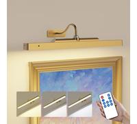 Wireless Picture Light Battery Operated, 1Pack Remote Control Painting Light with Timer, 13Hrs Service Life Art Display Light for Picture Frame Artworking Portrait, Poster, Photo, Mirror -Brass