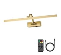 Wireless Picture Lights for Wall Battery Operated, Brass Art Lighting for Paintings Rechargeable Gallery lights with Remote and Timer 3CCT Dimmable Painting Lights for Artwork Portrait 23.62 inch