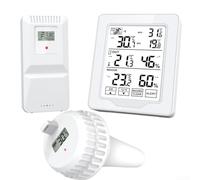 Wireless Pool Thermometer IPX8 Waterproof with Solar Powered - Digital Water Temperature Meter for Pool Pond Spa - Range 70 m LCD Display