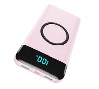 Wireless Portable Charger 30,800mAh 15W Wireless Charging 25W PD QC4.0 Fast Charging Smart LED Display USB-C Power Bank,4 Output& 2 Input External Battery Pack Compatible with iPhone,Samsung etc-Pink