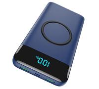 Wireless Portable Charger 30,800mAh 15W Wireless Charging 25W PD QC4.0 Fast Charging Smart LED Display USB-C Power Bank,4 Output& 2 Input External Battery Pack Compatible with iPhone, Samsung etc-Blue