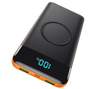 Wireless Portable Charger 30800mAh 15W Wireless Charging 25W PD QC4.0 Fast Charging Smart LED Display USB C Power Bank 4 Output and 2 Input External Battery Pack Compatible with iPhone Samsung-Orange