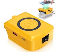 Wireless Portable Charger for DeWalt 20V Li-ion Battery, 15W Fast Phone Charger with USB-B & USB-C Output Charger Charging Smartphones Compatible with iPhone 16/15/14/13/12 Series