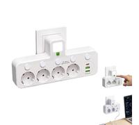 Wireless Power Strip with Night Light Multifunctional Adapter Socket Strip, Single Switch Control, 2/3/4/5 Slots + 1 Type-C + 2 USB Ports (4 Sockets, White)
