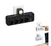 Wireless Power Strip with Night Light Multifunctional Adapter Socket Strip, Single Switch Control, 2/3/4/5 Slots + 2 Type-C + 1 USB Port (4 Sockets, Black)