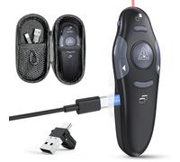 Wireless PowerPoint Presentation Clicker with Protective Storage Case | 2-in-1 USB/Type C Receiver, Rechargeable, Red Laser Pointer for Mac/Windows/Linux, Computer/Laptop, Google Slide/PPT/Keynote
